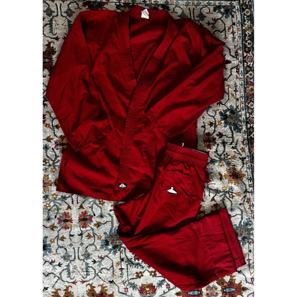 Century 8oz Brushed Cotton Karate Gi Uniform Red Size 5 Adult | Jacket + Pants